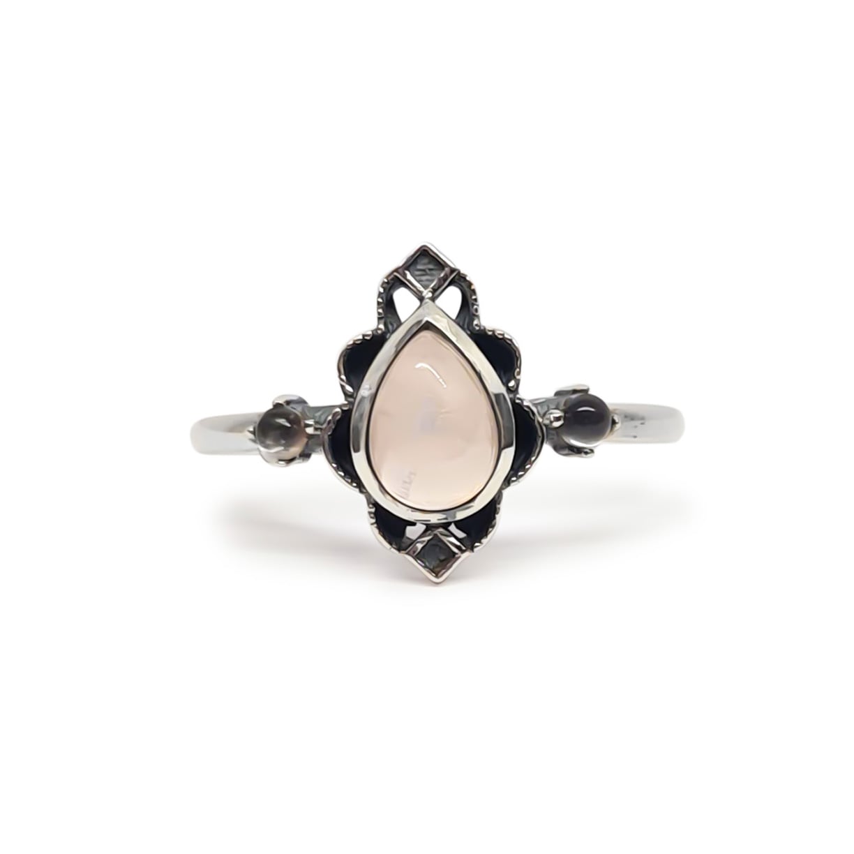 ANILLO ANDREA COGGIOLA JOYAS PLATA FINA 925 LOTO CUARZO ROSA ENVEJECIDO - 1