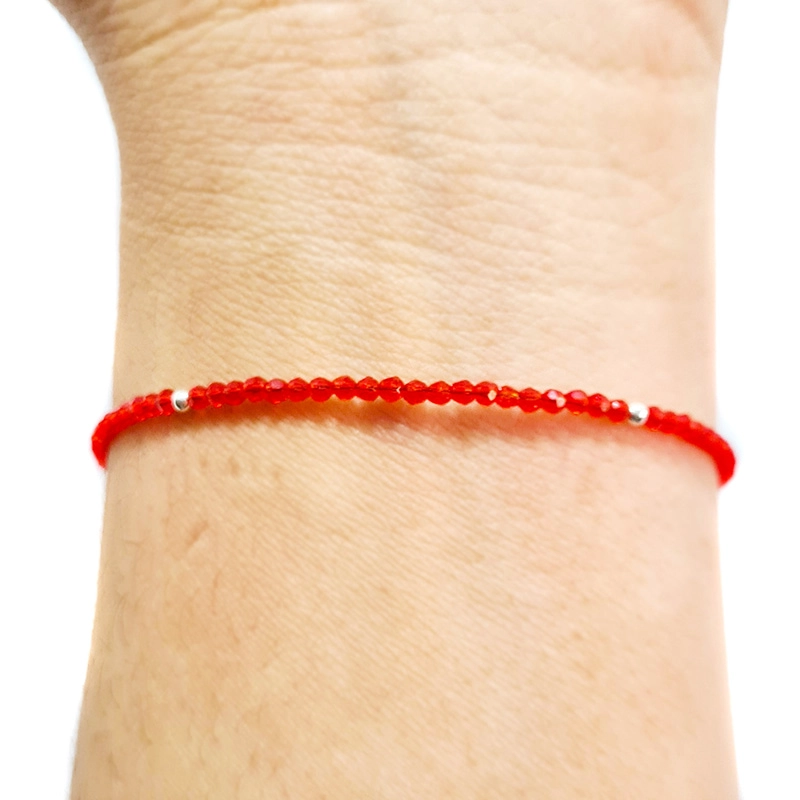 PULSERA ANDREA COGGIOLA JOYAS CRISTAL ROJO MOSTACILLAS PLATA FINA 925 - 2