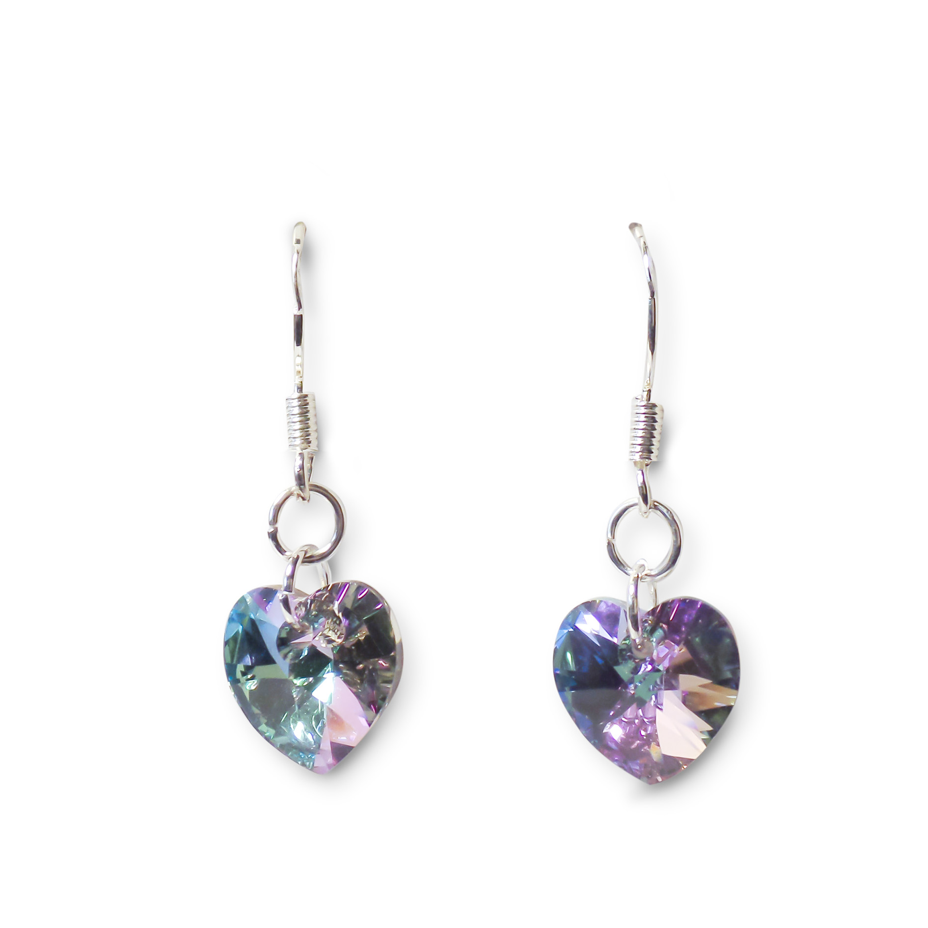 AROS ANDREA COGGIOLA JOYAS CORAZÓN CRISTAL AUSTRÍACO VITRAIL CLARO PLATA FINA 925 - 1