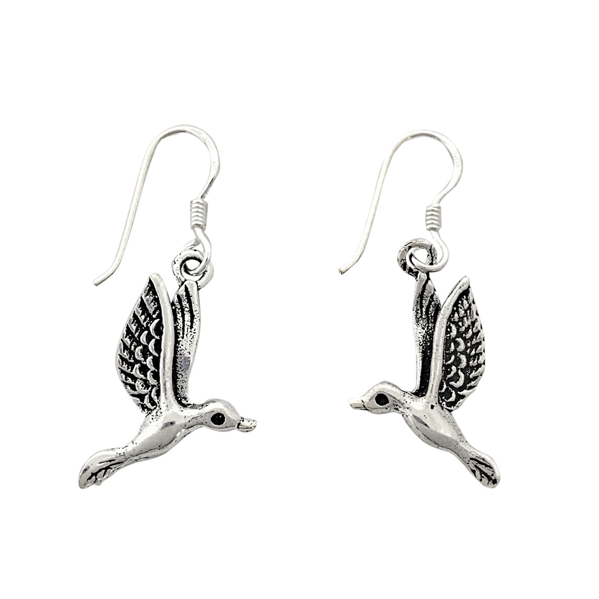 AROS ANDREA COGGIOLA JOYAS COLIBRÍ COLGANTE GANCHO PLATA FINA 925 ENVEJECIDA - 1