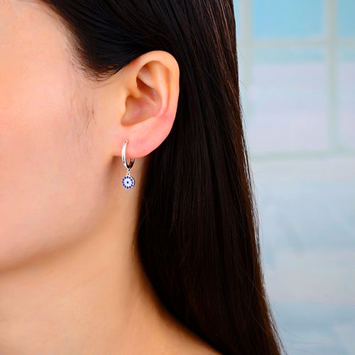 AROS ANDREA COGGIOLA JOYAS ARGOLLA OJO TURCO MINI CIRCÓN PLATA FINA 925 - 2