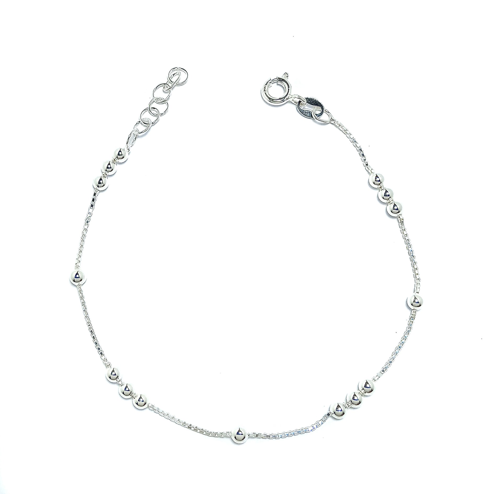 PULSERA ANDREA COGGIOLA JOYAS BOLITAS CADENA VENECIANA PLATA FINA 925 - 1
