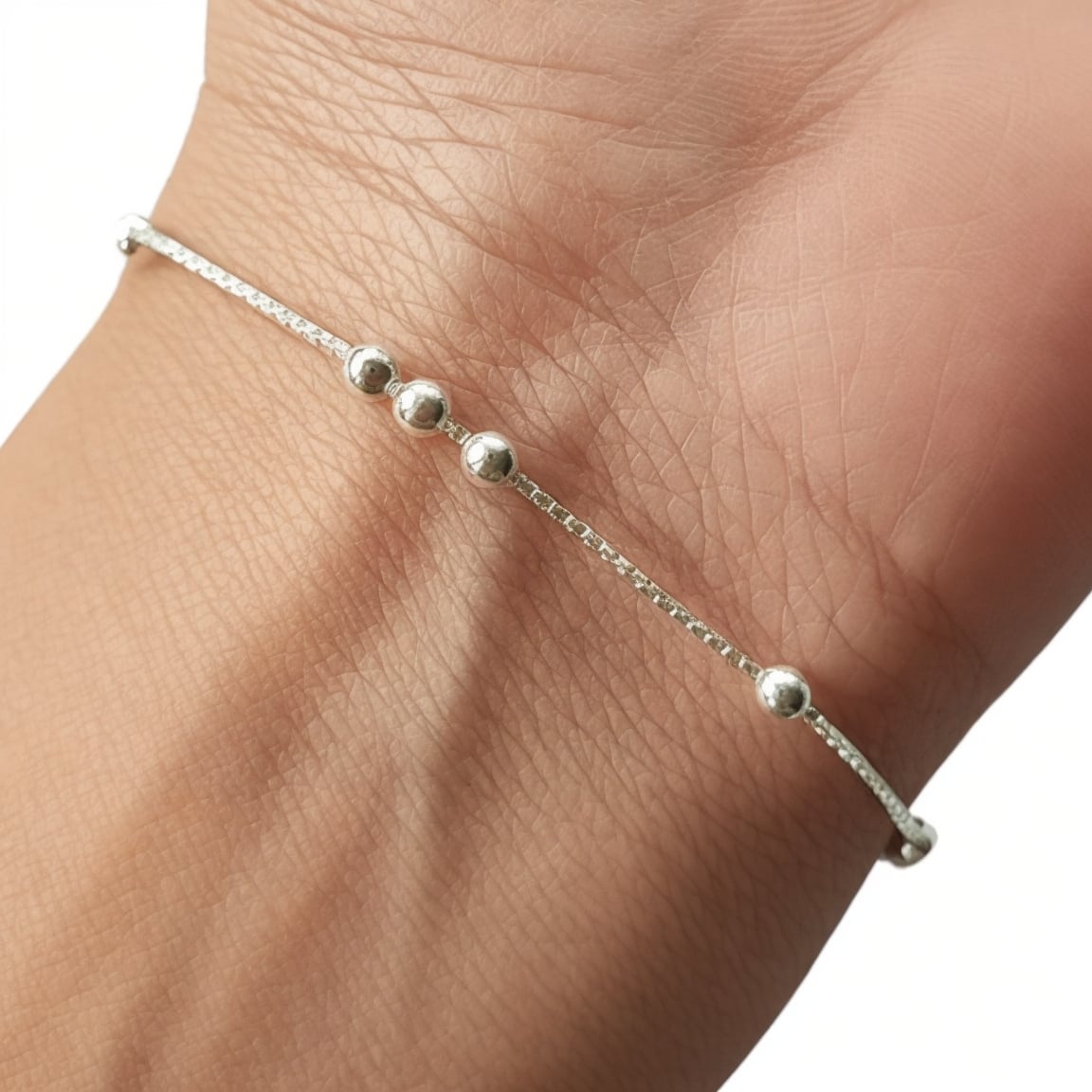 PULSERA ANDREA COGGIOLA JOYAS BOLITAS CADENA VENECIANA PLATA FINA 925 - 3