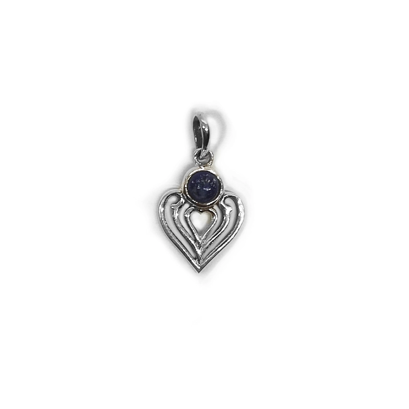 COLGANTE CORAZON LAPISLAZULI PLATA FINA 925 - 1