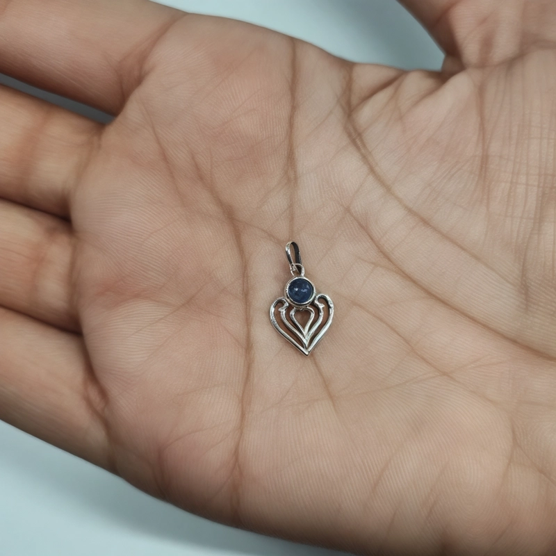 COLGANTE CORAZON LAPISLAZULI PLATA FINA 925 - 3