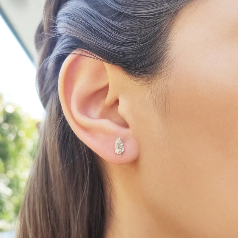 AROS ANDREA COGGIOLA JOYAS HOJA MINI CIRCONES PLATA FINA 925 BAÑO RODIO - 3