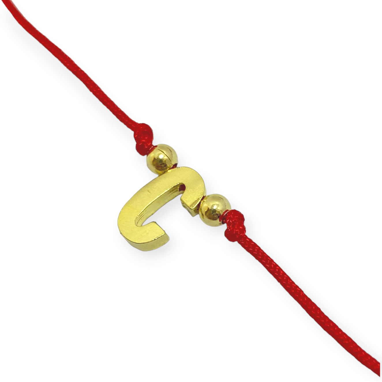 PULSERA ANDREA COGGIOLA JOYAS LETRA C CORDÓN ROJO ENCHAPADO ORO 18K - 2