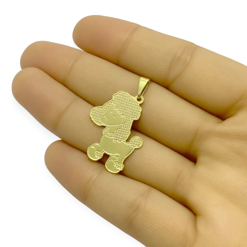 COLGANTE PERRO POODLE ENCHAPADO ORO 18K - 2