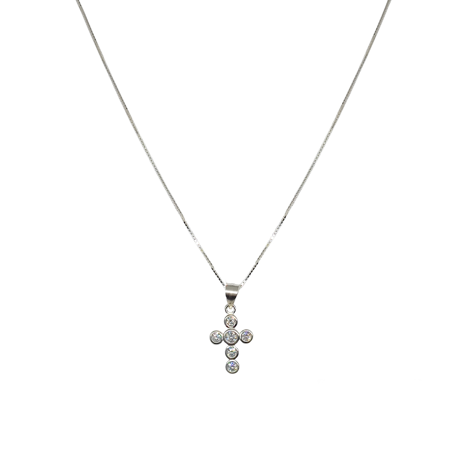 COLLAR ANDREA COGGIOLA JOYAS PLATA FINA 925 CRUZ CIRCONES MINI - 1