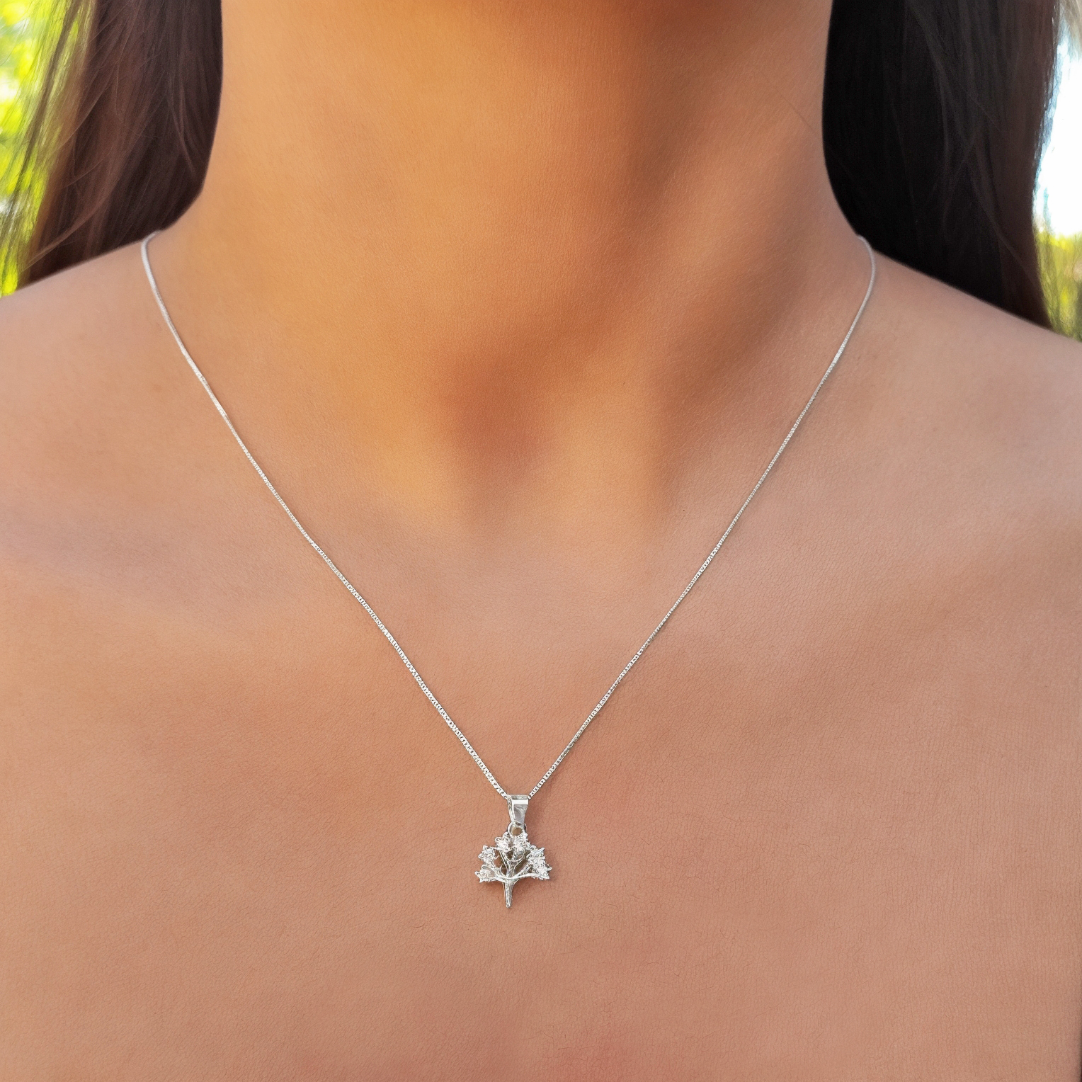 COLLAR ANDREA COGGIOLA JOYAS PLATA FINA 925 ÁRBOL CIRCÓN RAMAS - 4
