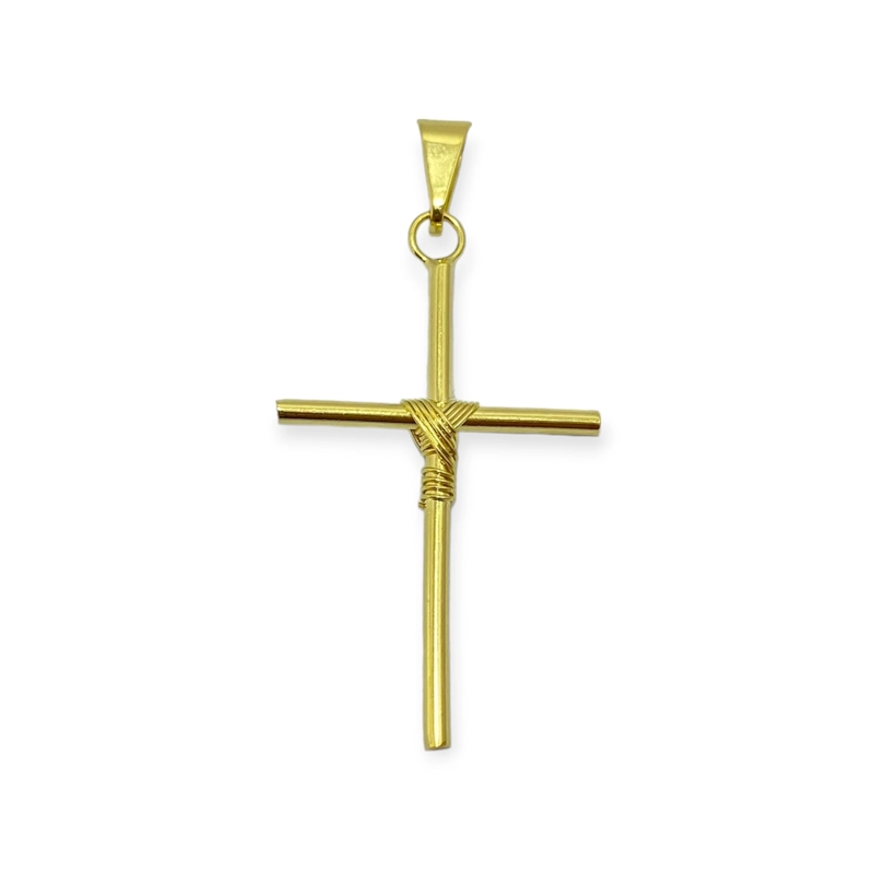 COLGANTE CRUZ MANTO GRANDE ENCHAPADO ORO 18K - 1