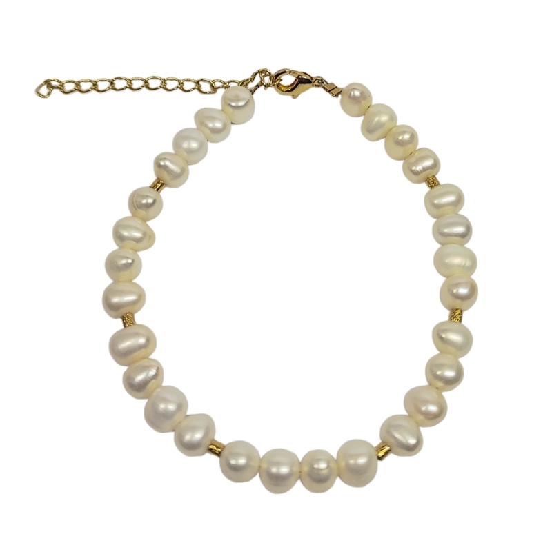 PULSERA ANDREA COGGIOLA JOYAS PERLA DE RÍO MOSTACILLA ENCHAPADO ORO 18K - 1