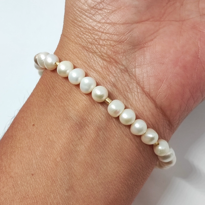 PULSERA ANDREA COGGIOLA JOYAS PERLA DE RÍO MOSTACILLA ENCHAPADO ORO 18K - 3