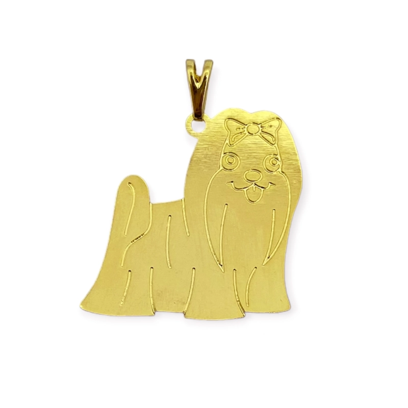 COLGANTE PERRO MALTE S ENCHAPADO ORO 18K - 1
