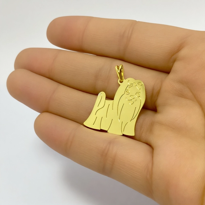 COLGANTE PERRO MALTE S ENCHAPADO ORO 18K - 2