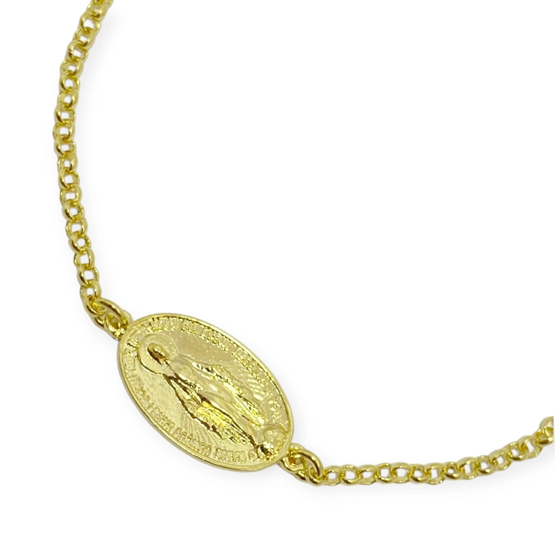 PULSERA CADENA ESLABON VIRGEN DE LOS RAYOS ENCHAPADO ORO 18K - 2