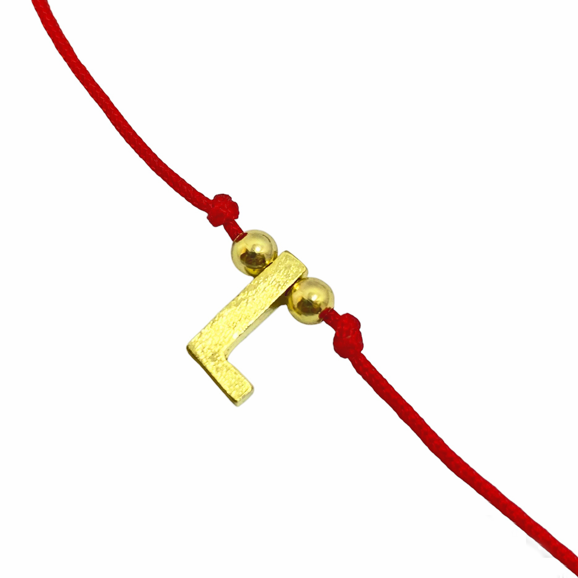 PULSERA ANDREA COGGIOLA JOYAS LETRA L CORDÓN ROJO ENCHAPADO ORO 18K - 2