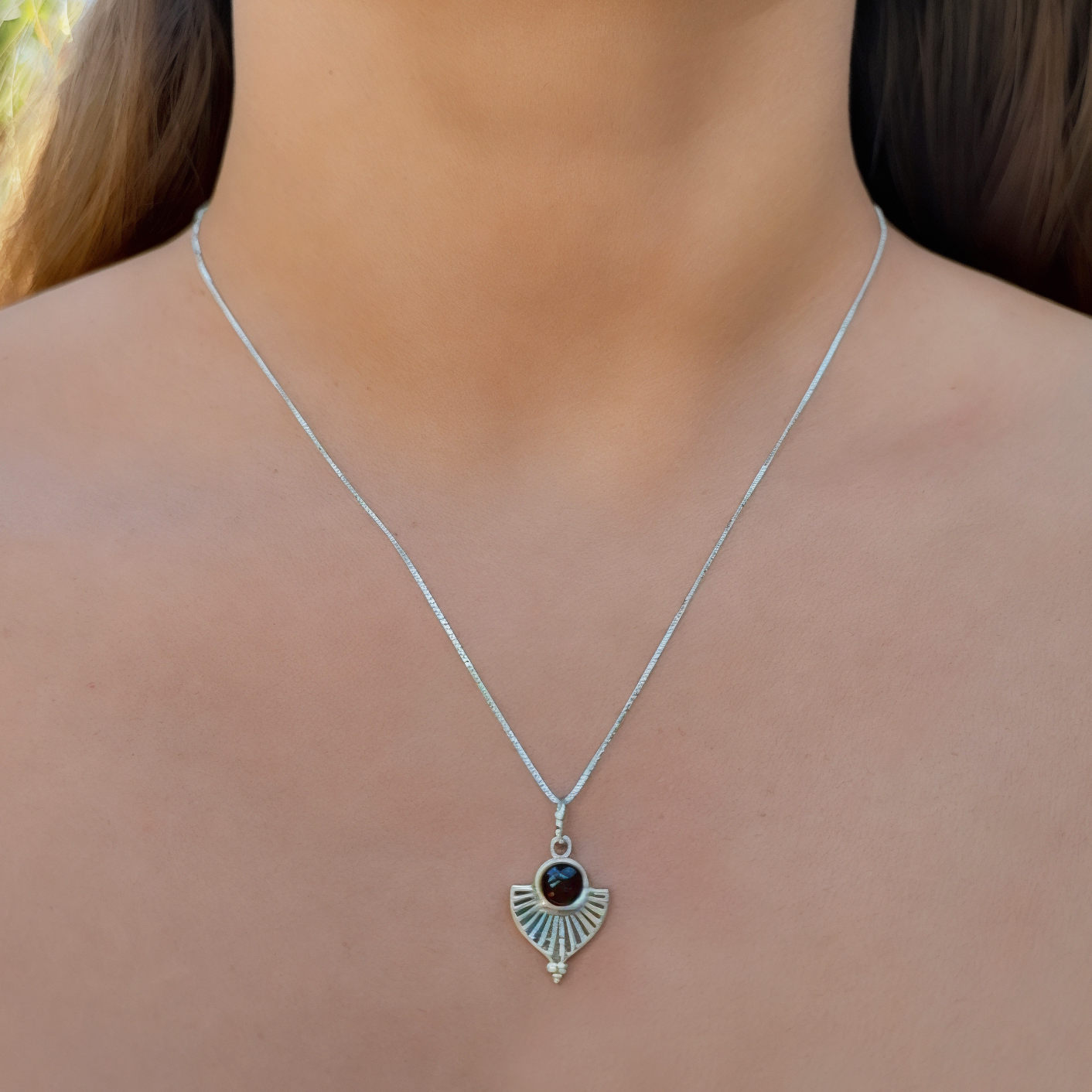 COLLAR ANDREA COGGIOLA JOYAS PLATA FINA 925 HARI GRANATE - 3