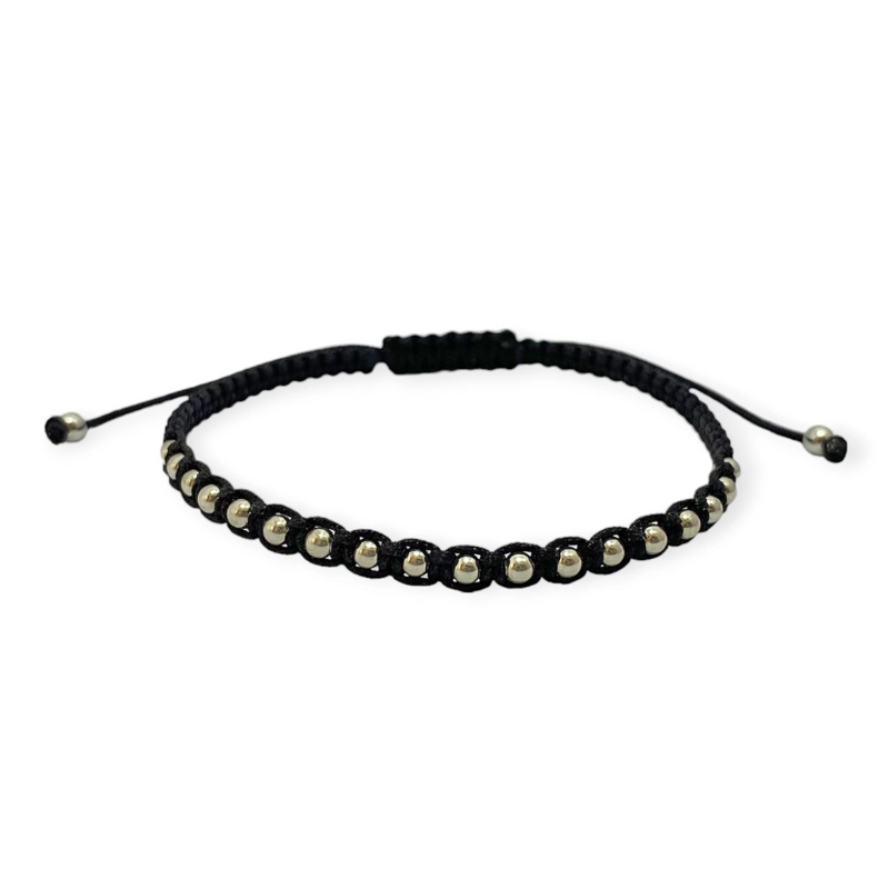 PULSERA ANDREA COGGIOLA JOYAS NORA CORDÓN NEGRO PLATA FINA 925 - 1
