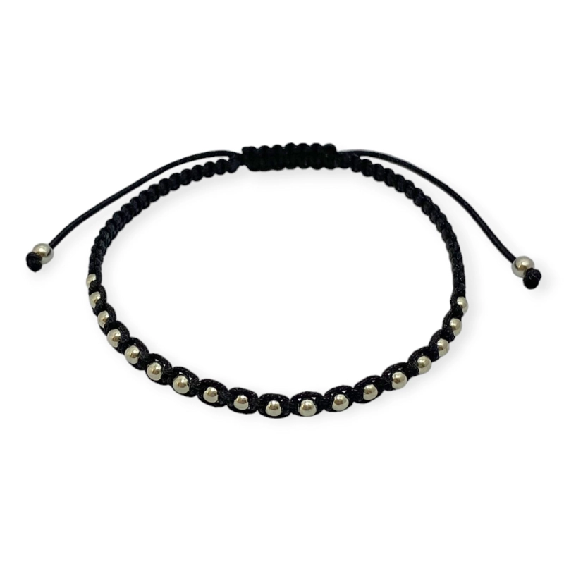 PULSERA ANDREA COGGIOLA JOYAS NORA CORDÓN NEGRO PLATA FINA 925 - 2