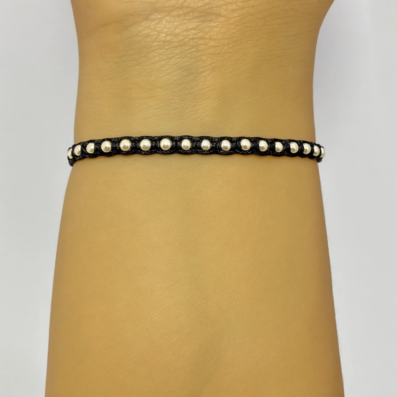PULSERA ANDREA COGGIOLA JOYAS NORA CORDÓN NEGRO PLATA FINA 925 - 3