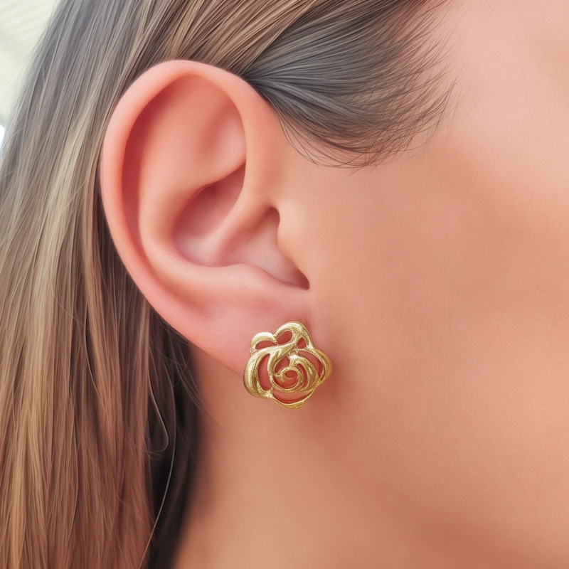 AROS ANDREA COGGIOLA JOYAS FLOR 15MM ENCHAPADO ORO 18K - 3