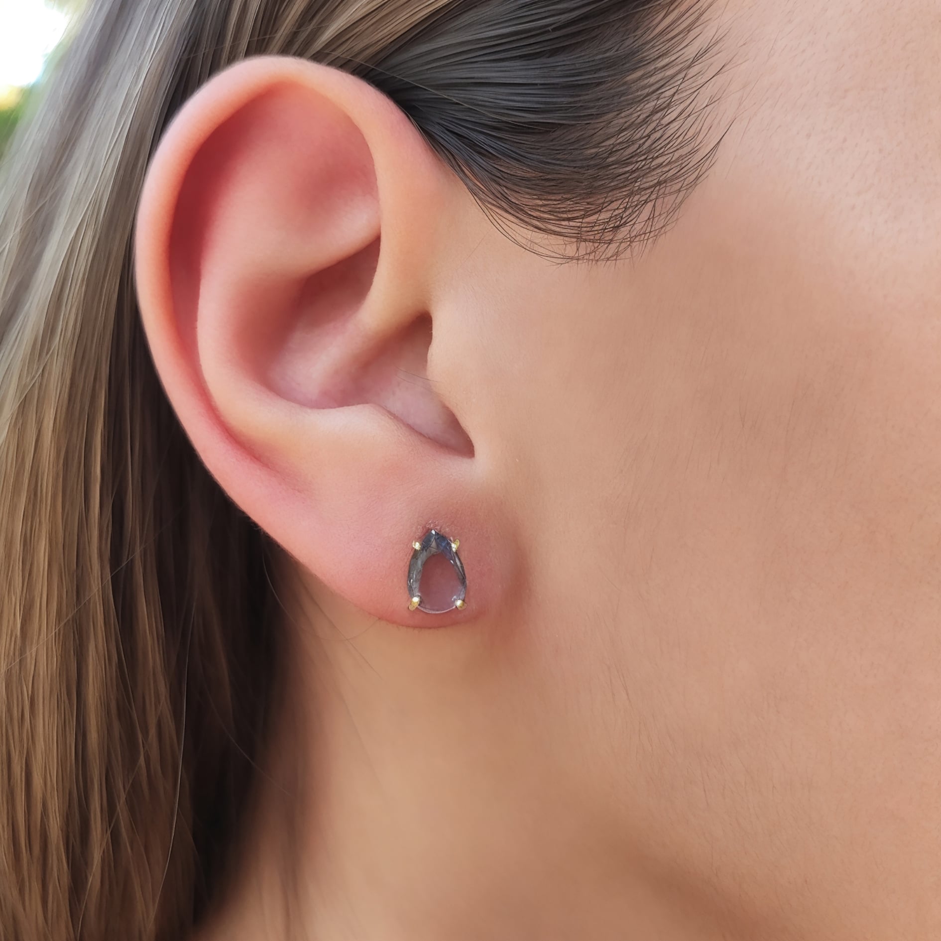 AROS GOTA CIRCON MORADO ENCHAPADO ORO 18K - 2