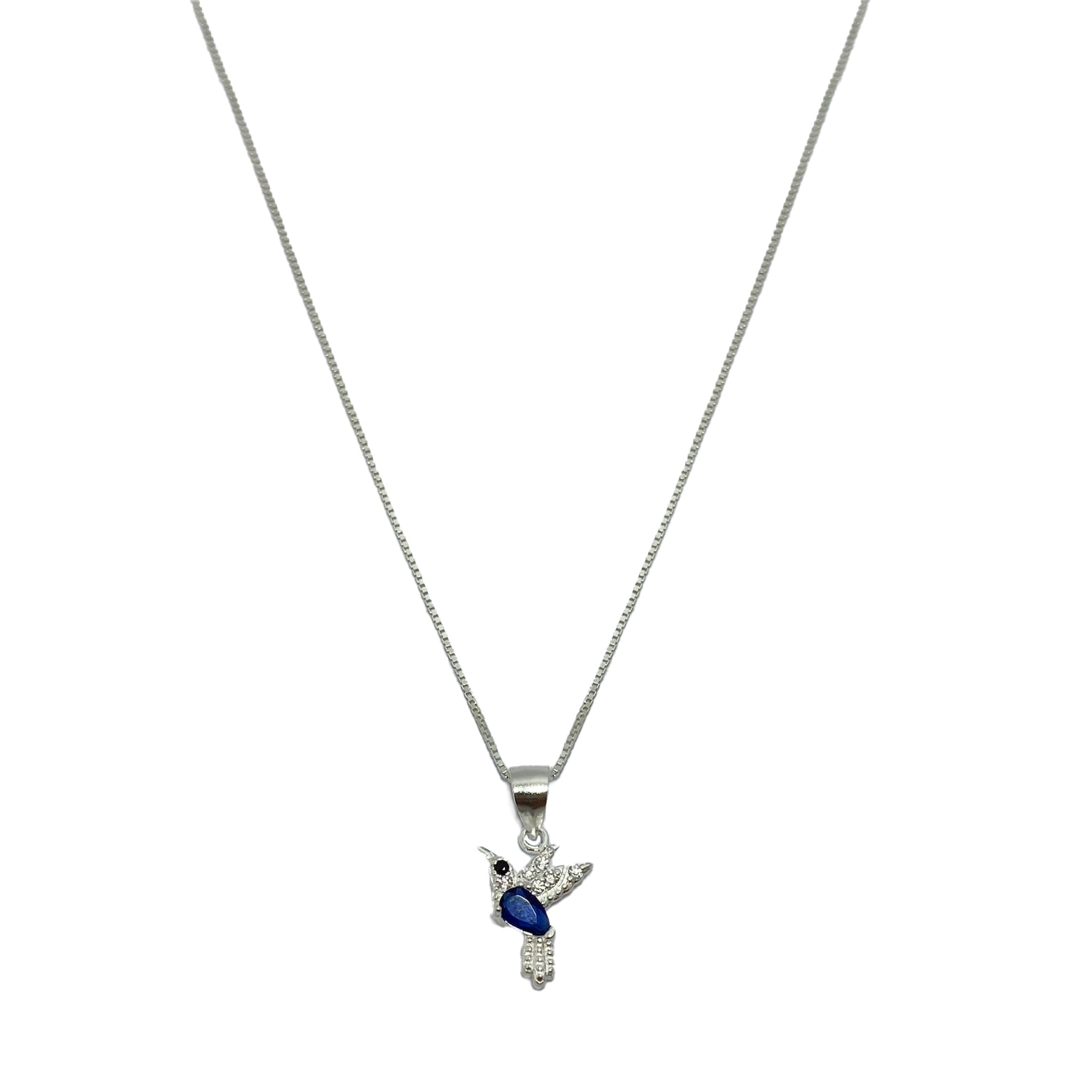 COLLAR ANDREA COGGIOLA JOYAS PLATA FINA 925 COLIBRÍ CIRCÓN AZUL - 1