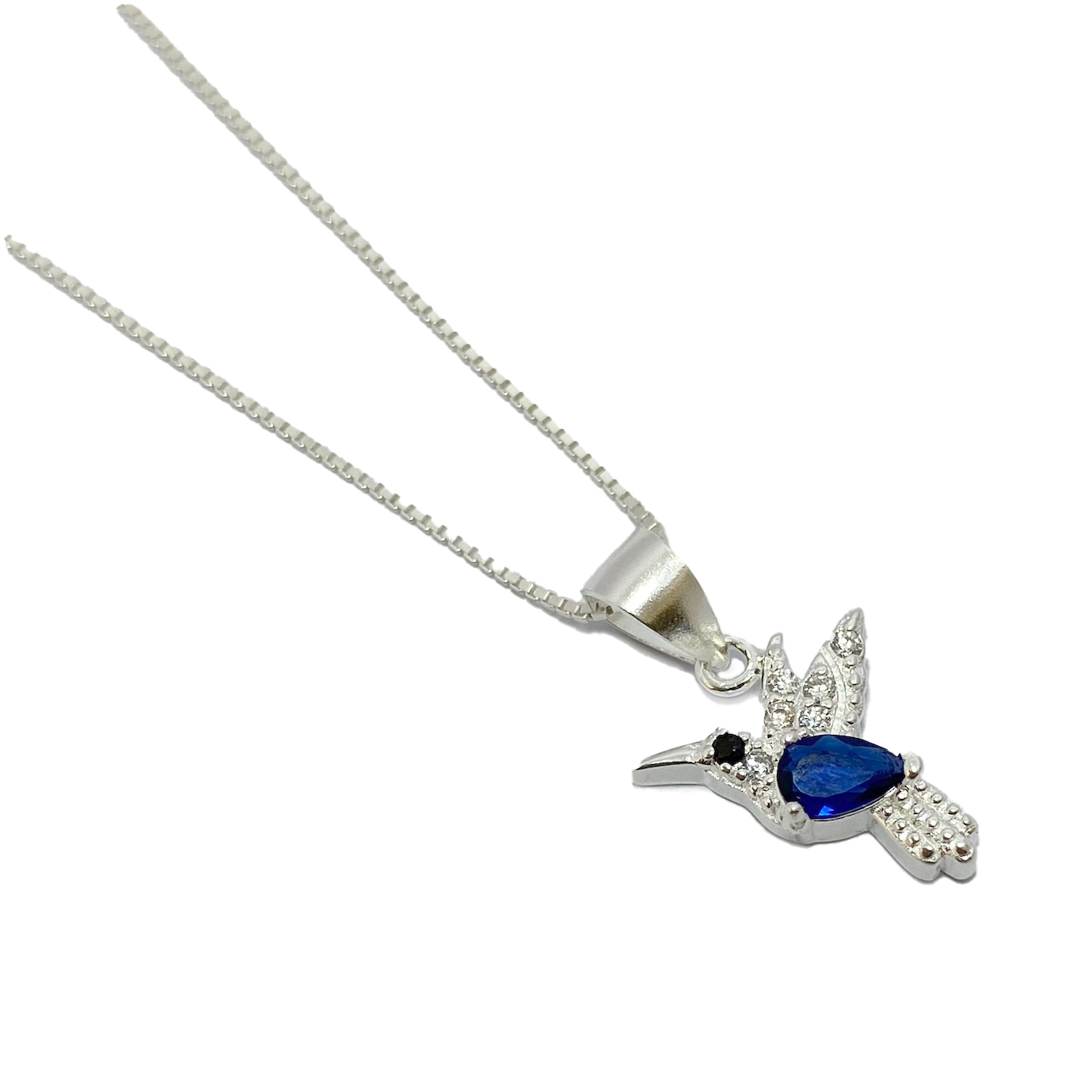 COLLAR ANDREA COGGIOLA JOYAS PLATA FINA 925 COLIBRÍ CIRCÓN AZUL - 2