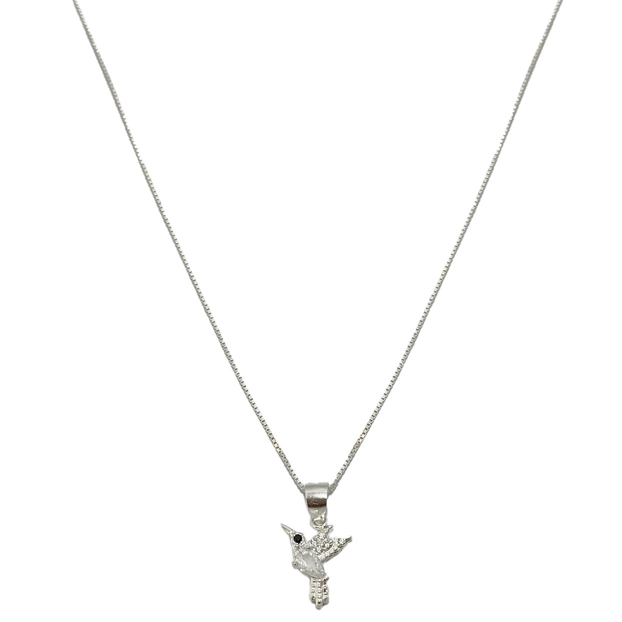 COLLAR ANDREA COGGIOLA JOYAS PLATA FINA 925 COLIBRÍ CIRCÓN BLANCO - 1
