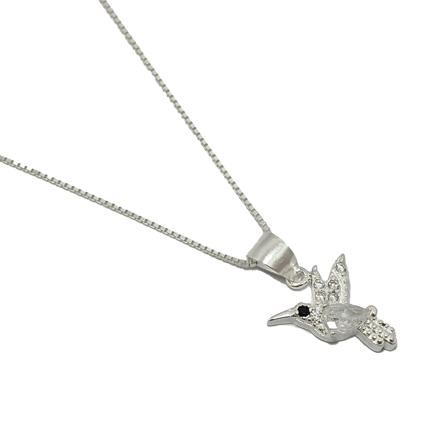 COLLAR ANDREA COGGIOLA JOYAS PLATA FINA 925 COLIBRÍ CIRCÓN BLANCO - 2
