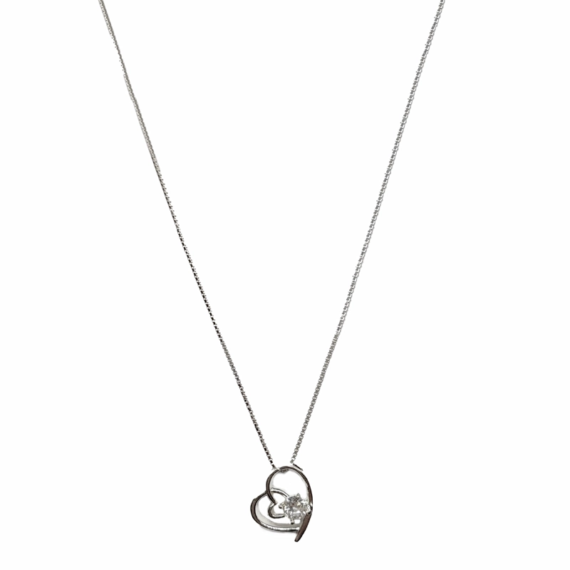 COLLAR ANDREA COGGIOLA JOYAS PLATA FINA 925 CORAZÓN CIRCÓN 45CM - 1