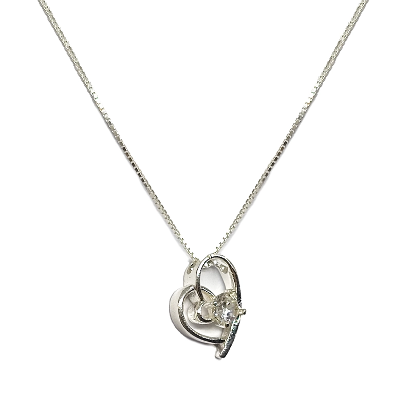 COLLAR ANDREA COGGIOLA JOYAS PLATA FINA 925 CORAZÓN CIRCÓN 45CM - 2