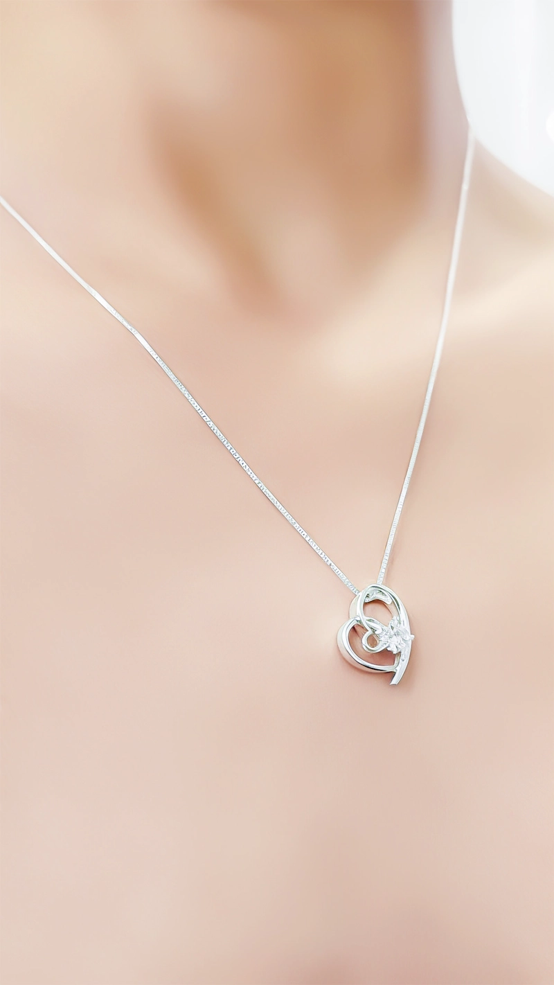 COLLAR ANDREA COGGIOLA JOYAS PLATA FINA 925 CORAZÓN CIRCÓN 45CM - 4
