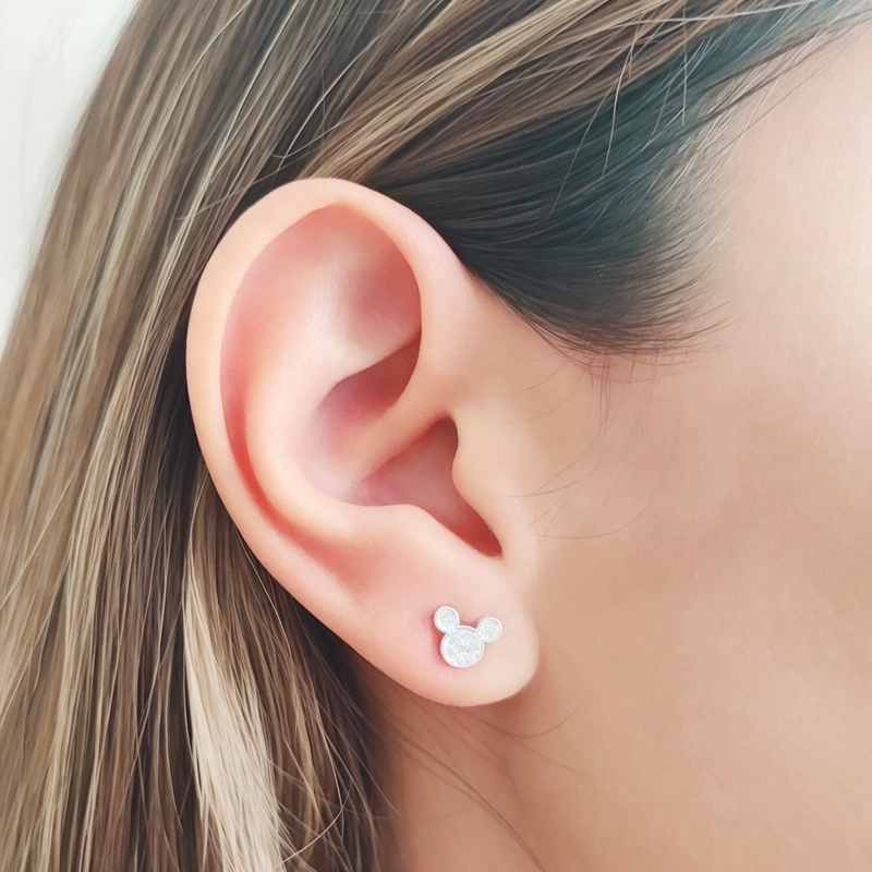 AROS ANDREA COGGIOLA JOYAS MINI RATÓN CIRCÓN BLANCO PLATA FINA 925 - 3