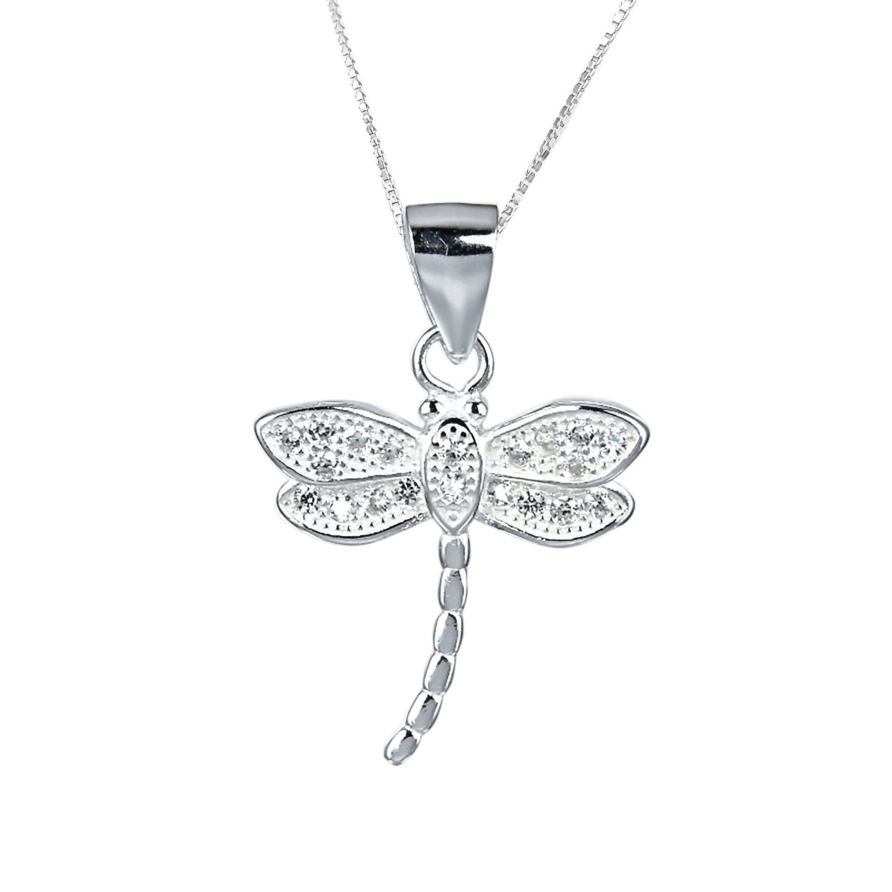 COLLAR ANDREA COGGIOLA JOYAS PLATA FINA 925 LIBÉLULA CIRCÓN BLANCO - 1