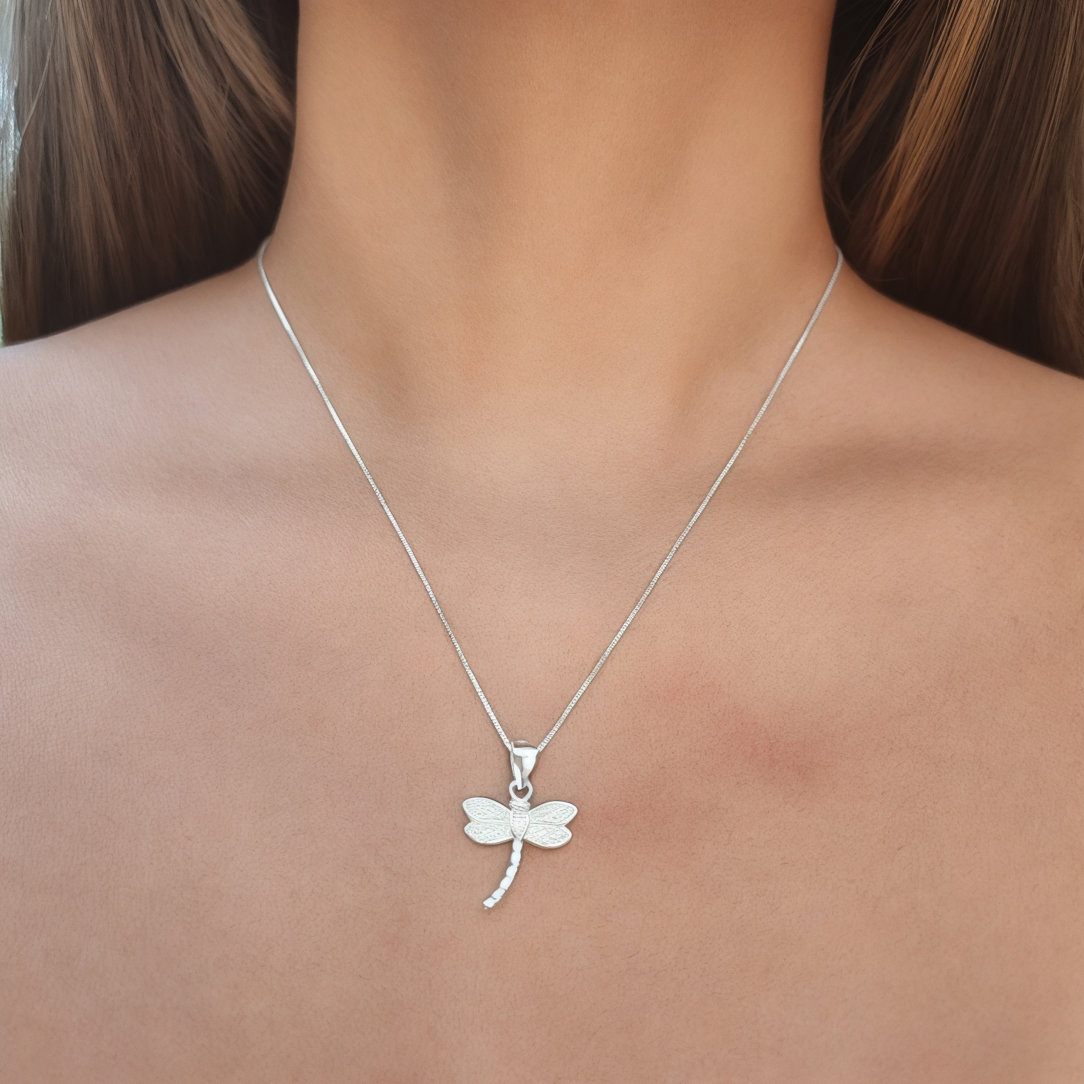 COLLAR ANDREA COGGIOLA JOYAS PLATA FINA 925 LIBÉLULA CIRCÓN BLANCO - 2