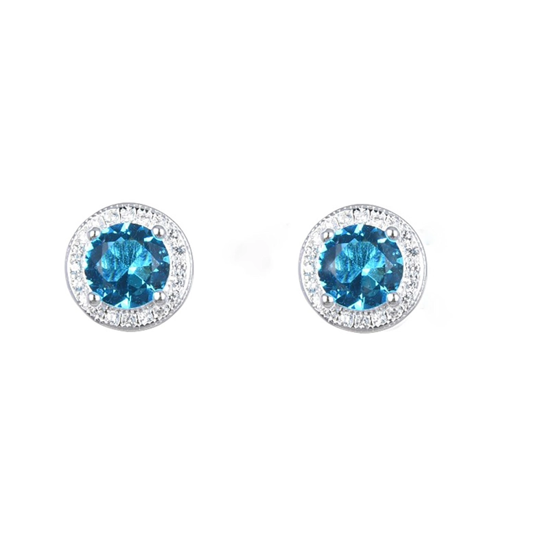 AROS ANDREA COGGIOLA JOYAS ROSETA CIRCÓN CELESTE PLATA FINA 925 - 1