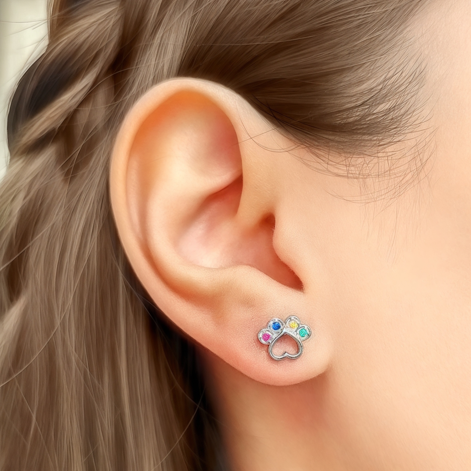 AROS ANDREA COGGIOLA JOYAS HUELLA PERRO CIRCONES COLORES PLATA FINA 925 - 3