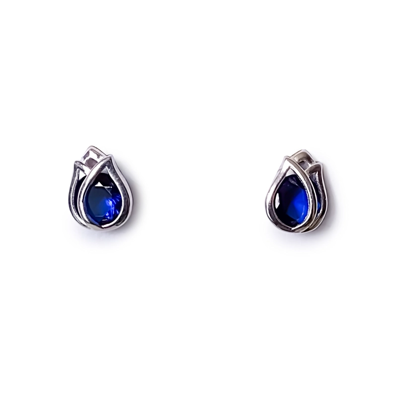 AROS ANDREA COGGIOLA JOYAS TULIPÁN CIRCÓN AZUL PLATA FINA 925 - 1