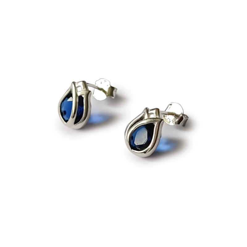 AROS ANDREA COGGIOLA JOYAS TULIPÁN CIRCÓN AZUL PLATA FINA 925 - 2