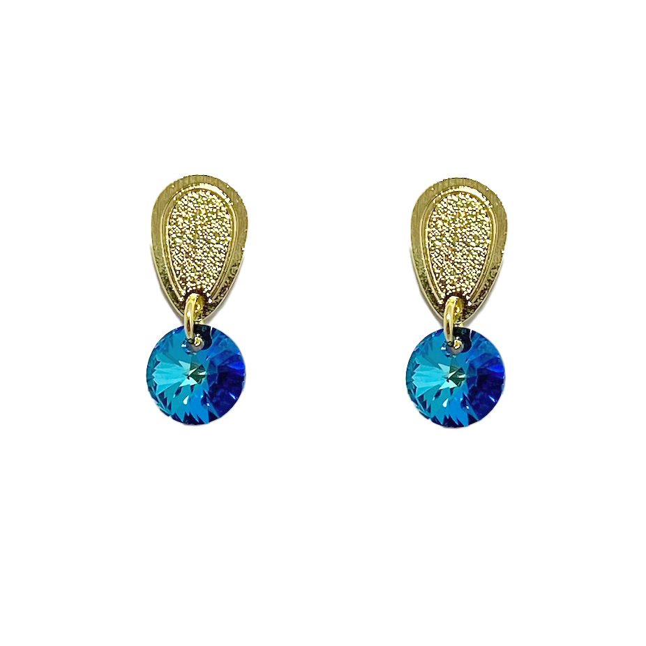 AROS ANDREA COGGIOLA JOYAS ALICE CRISTAL AZÚL BERMUDA ENCHAPADO ORO 18K - 1