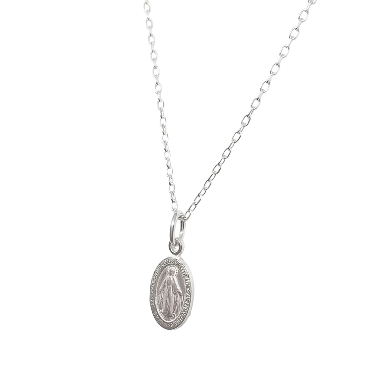 COLLAR ANDREA COGGIOLA JOYAS PLATA FINA 925 MEDALLA VIRGEN RAYOS PEQUEÑA - 2