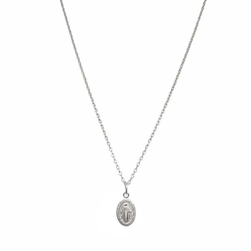 COLLAR ANDREA COGGIOLA JOYAS PLATA FINA 925 MEDALLA VIRGEN RAYOS PEQUEÑA - 3