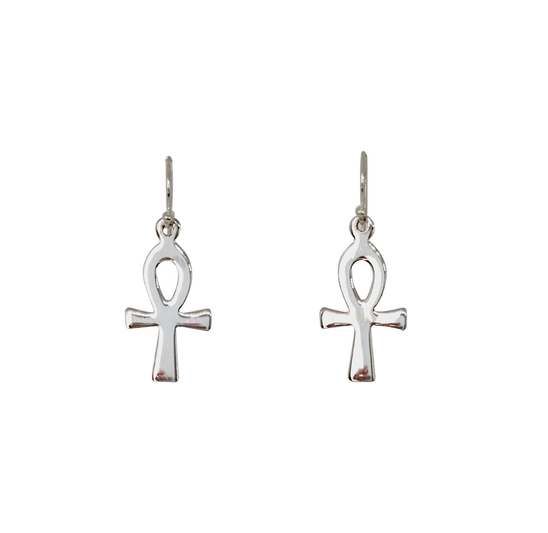 AROS ANDREA COGGIOLA JOYAS CRUZ ANKH PLANA COLGANTE GANCHO PLATA FINA 925 - 1