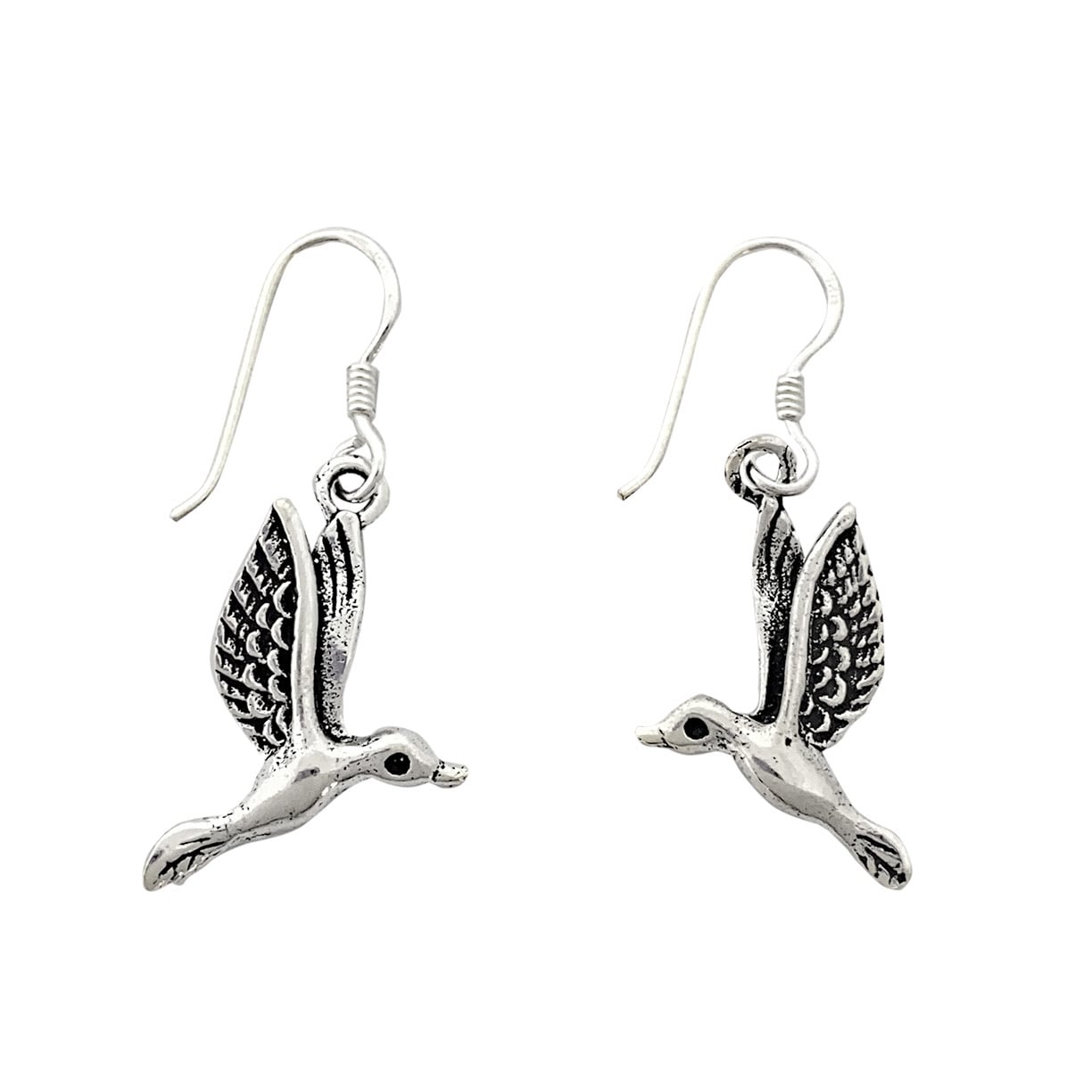 AROS ANDREA COGGIOLA JOYAS COLIBRÍ COLGANTE GANCHO PLATA FINA 925 ENVEJECIDA - 1