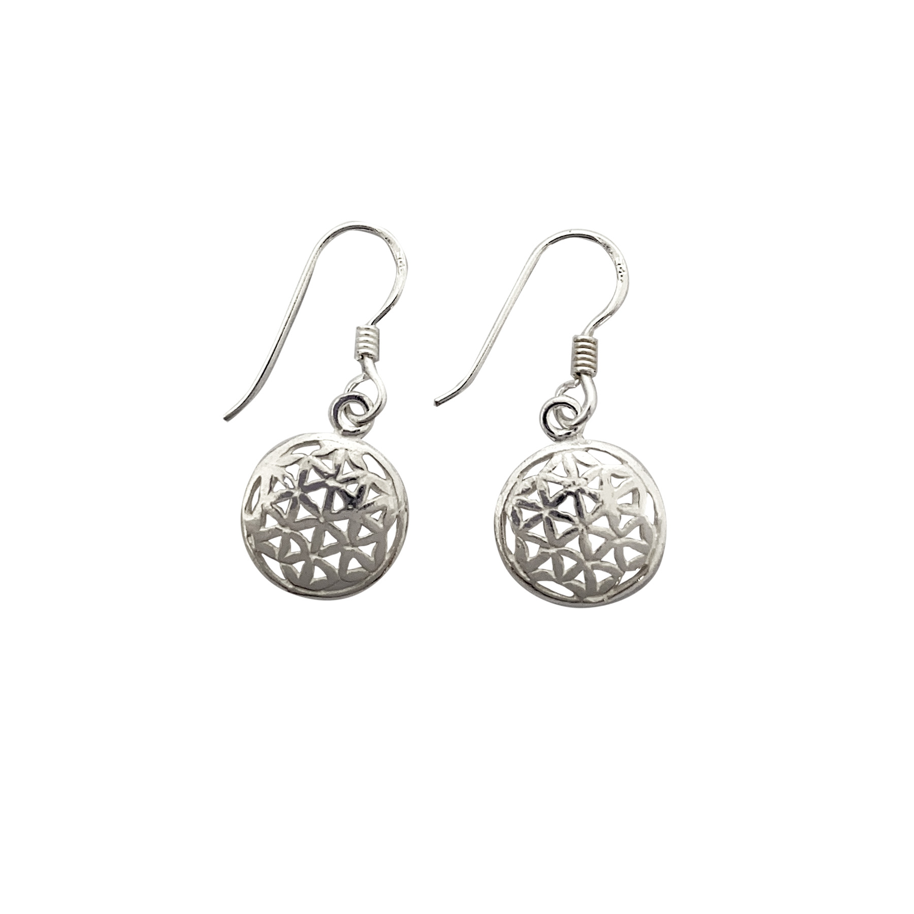 AROS ANDREA COGGIOLA JOYAS FLOR DE LA VIDA GANCHO PLATA FINA 925 - 1