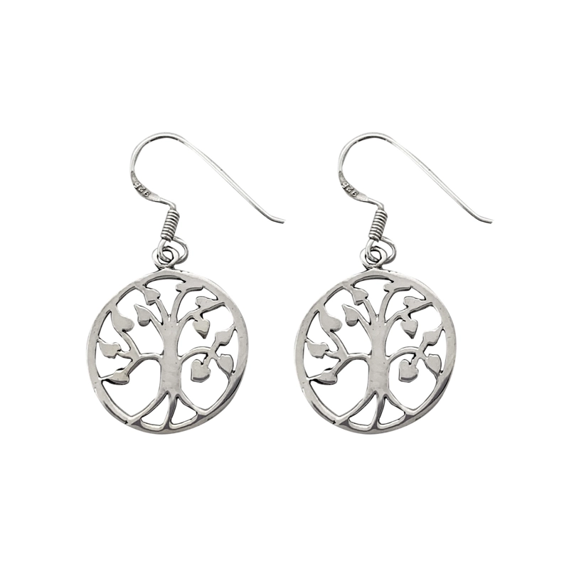 AROS ANDREA COGGIOLA JOYAS ÁRBOL DE LA VIDA HOJAS COLGANTE GANCHO PLATA FINA 925 - 1