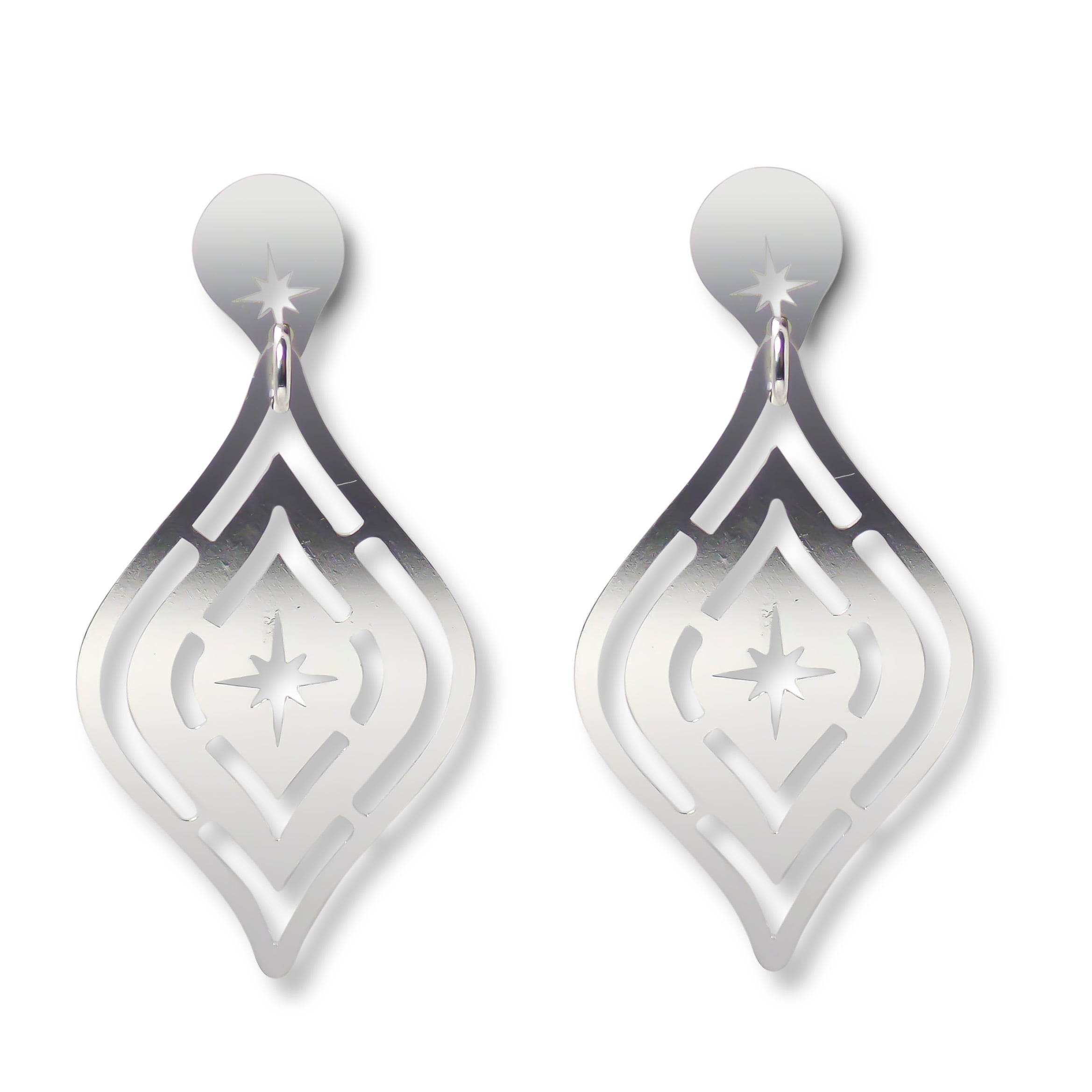 AROS ANDREA COGGIOLA JOYAS COLGANTES HOJA CALADA ESTRELLA PLATA FINA 925 - 1