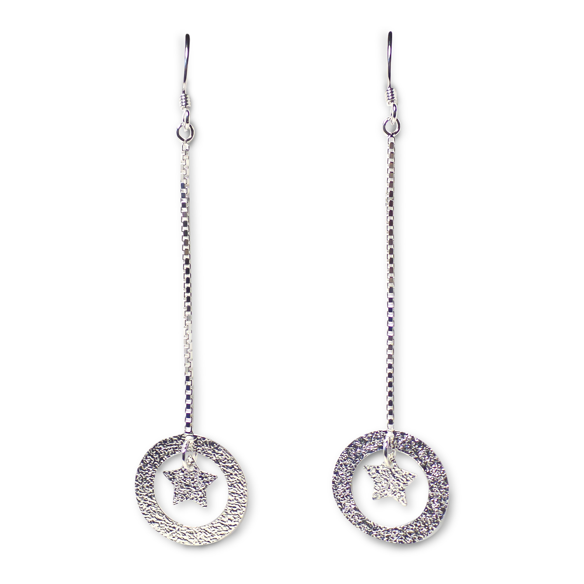 AROS ANDREA COGGIOLA JOYAS COLGANTES CADENA VENECIANA CÍRCULO CALADO ESTRELLA PLATA FINA 925 - 1
